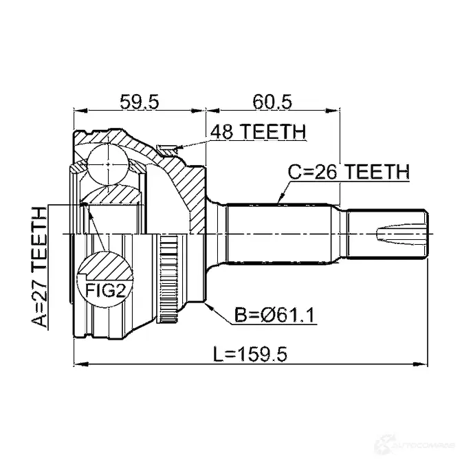 Шрус граната FEBEST 4056111102221 3820836 0110asv50a48 FTR QT изображение 1