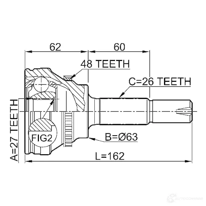 Шрус граната FEBEST 4056111035826 0110072a48 DTXN D 3820820 изображение 1