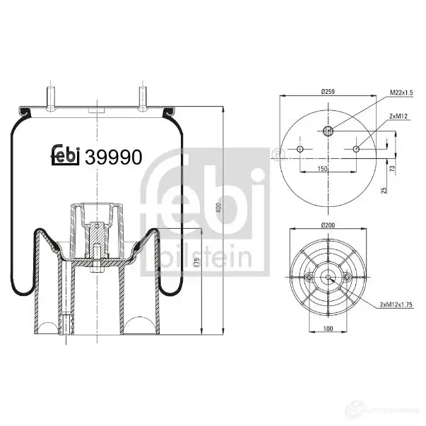 Пневмоподушка FEBI BILSTEIN 39990 4027816399902 1086265 41BN 6