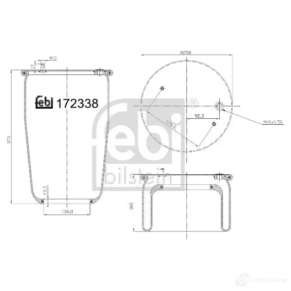 Пневмоподушка FEBI BILSTEIN 1437404373 3YO 6ZW 172338