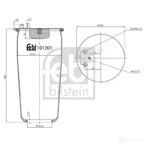Пневмоподушка FEBI BILSTEIN 4054224013014 1212890797 101301 YA 5GUUN - Изображение 1