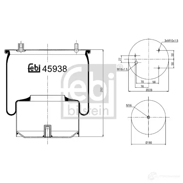 Пневмоподушка FEBI BILSTEIN 1091707 4027816459385 FMP2 P 45938