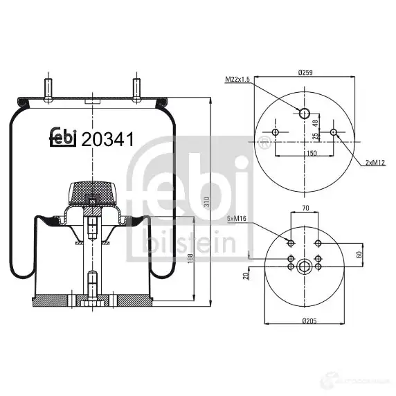 Пневмоподушка FEBI BILSTEIN 20341 TR MP88 4027816203414 1069366 изображение 0