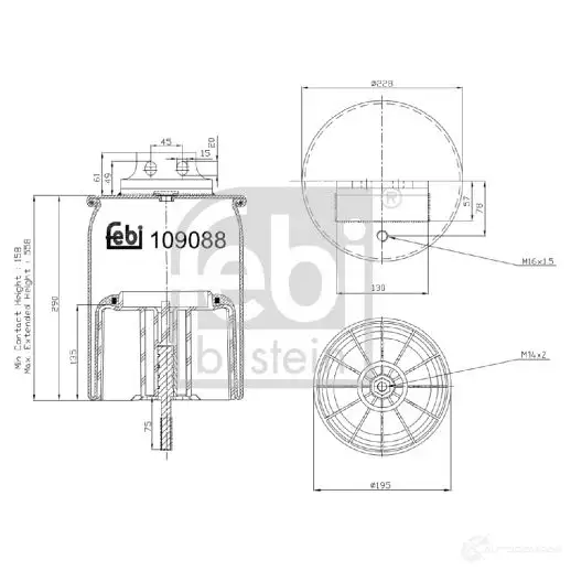 Пневмоподушка FEBI BILSTEIN 2T8 NB 109088 1437403690 изображение 0