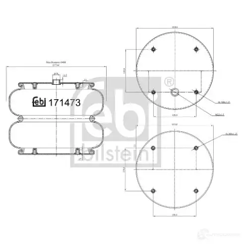 Пневмоподушка FEBI BILSTEIN 3 9W4V 171473 1437404712