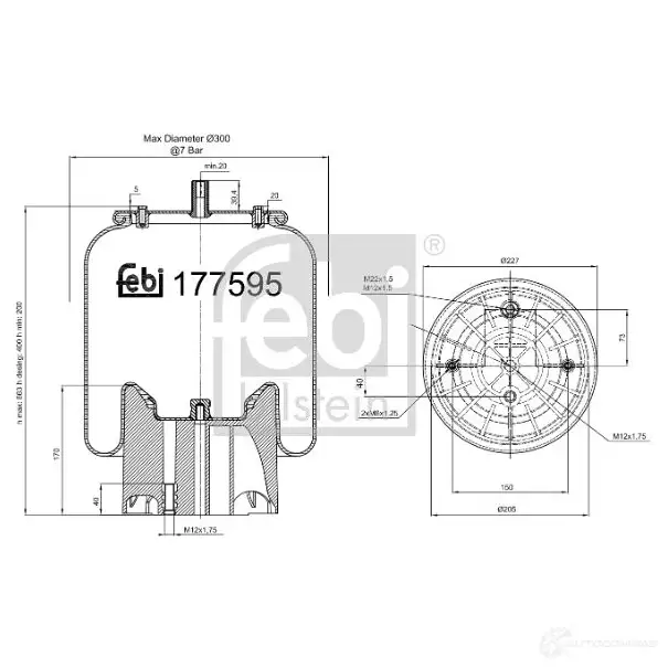 Пневмоподушка FEBI BILSTEIN 177595 K2 6056 1438303585