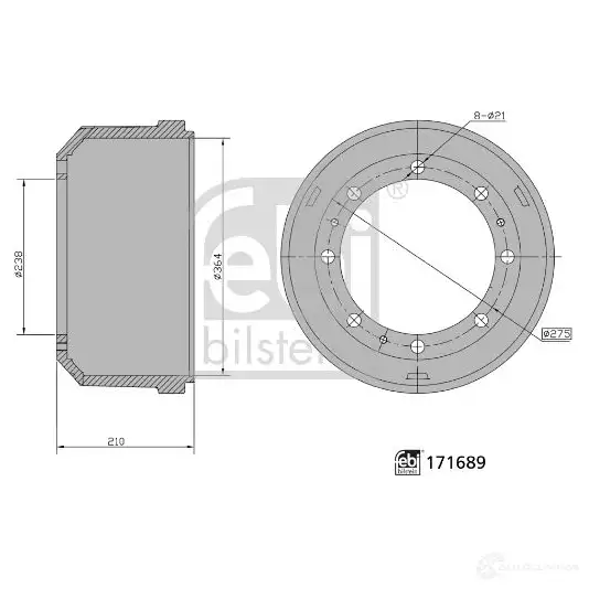 Тормозной барабан FEBI BILSTEIN XYQ2 7 1438360169 171689