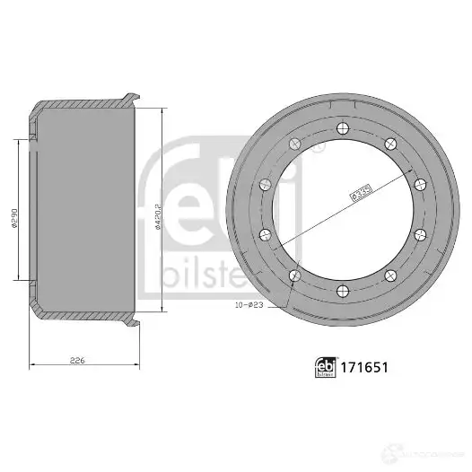 Тормозной барабан FEBI BILSTEIN AGJH0P 8 171651 1438360174