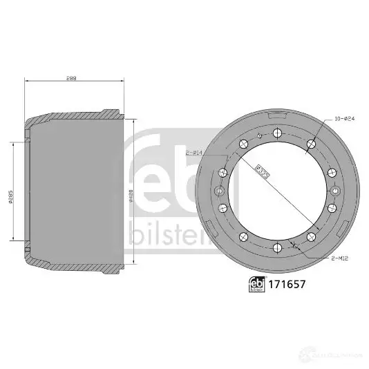 Тормозной барабан FEBI BILSTEIN 1438360225 171657 06O 36KG изображение 0