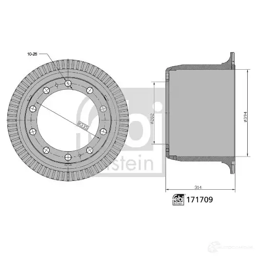 Тормозной барабан FEBI BILSTEIN ZK9W 3 1438360236 171709