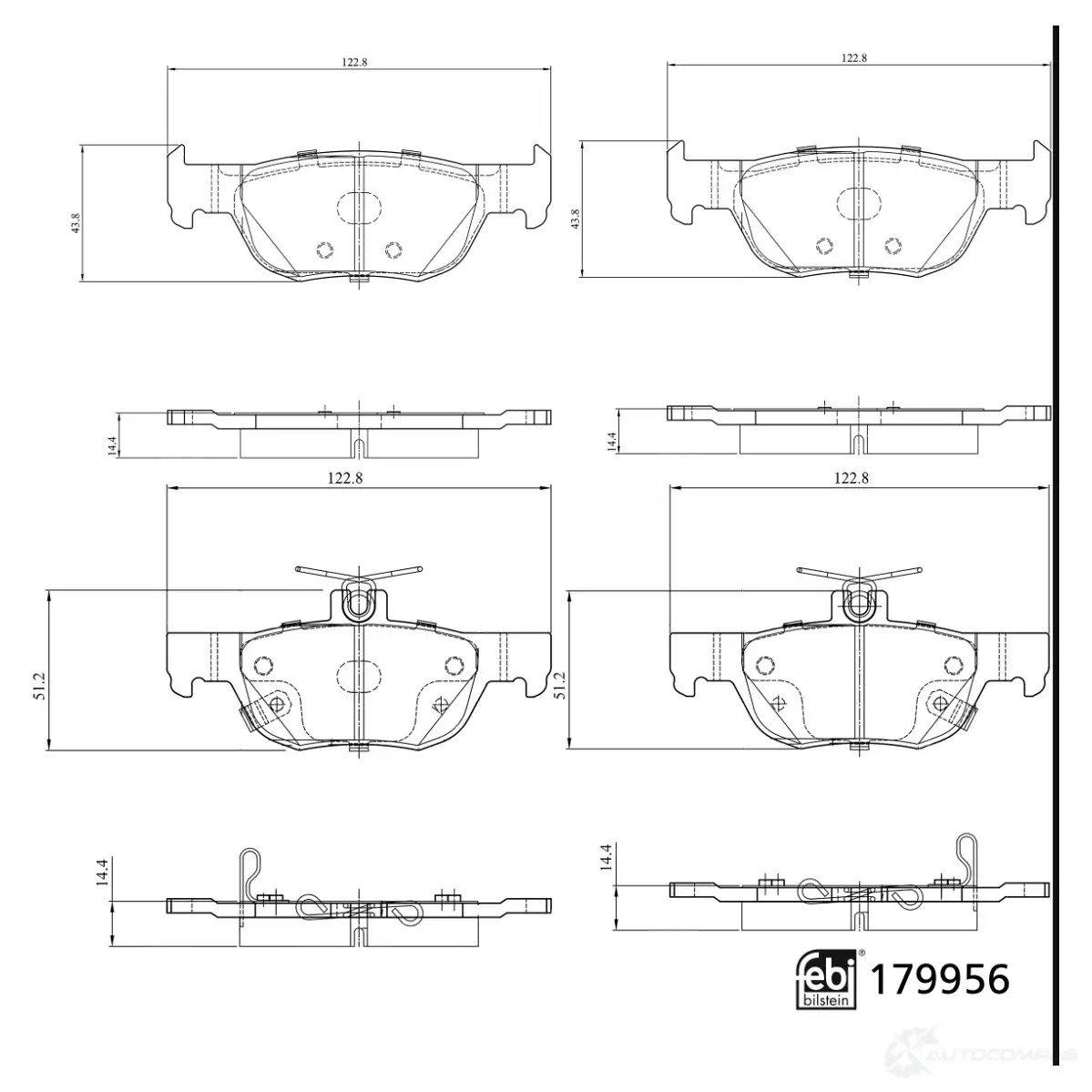 Тормозные колодки дисковые, комплект FEBI BILSTEIN 1439874145 I4 4XC19 179956