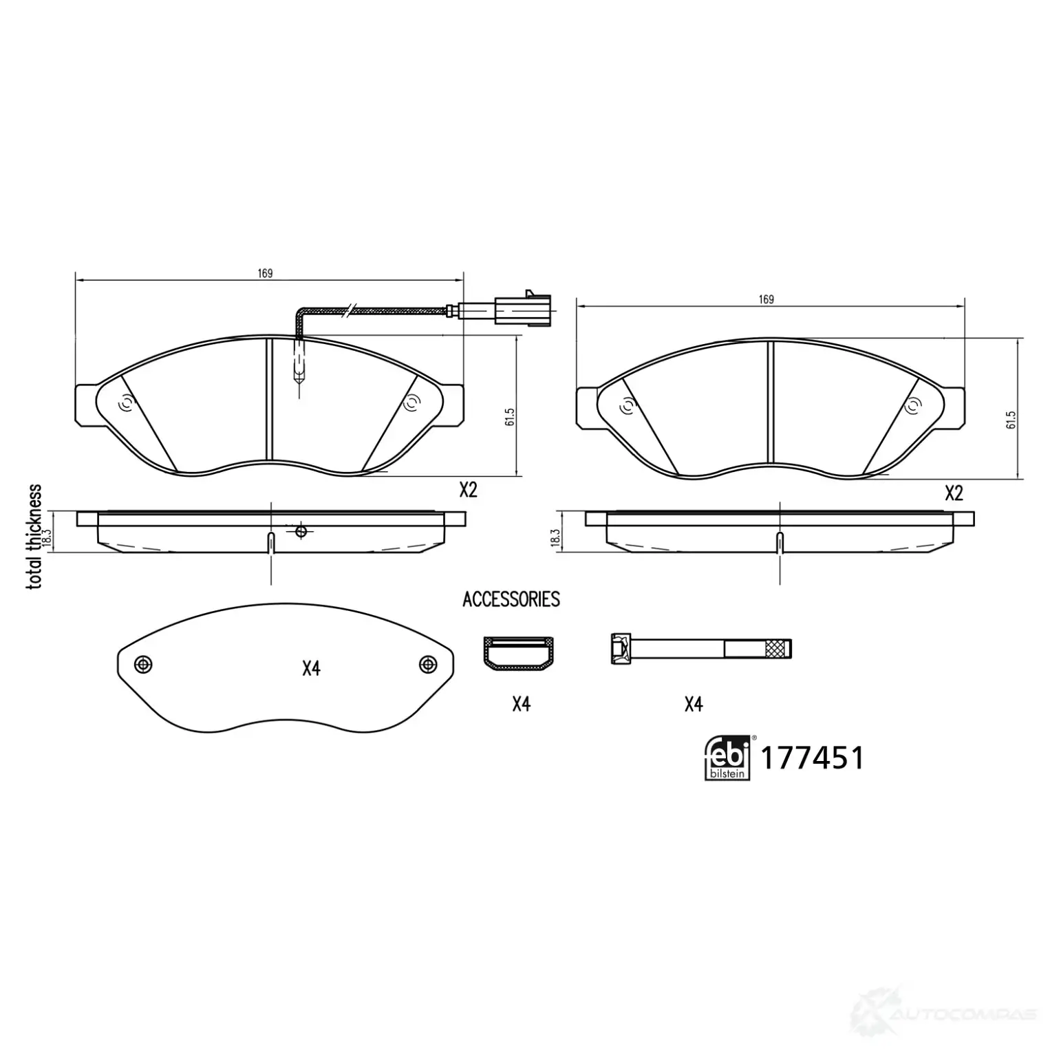 Тормозные колодки дисковые, комплект FEBI BILSTEIN 1438418572 177451 QLH VCGH изображение 0