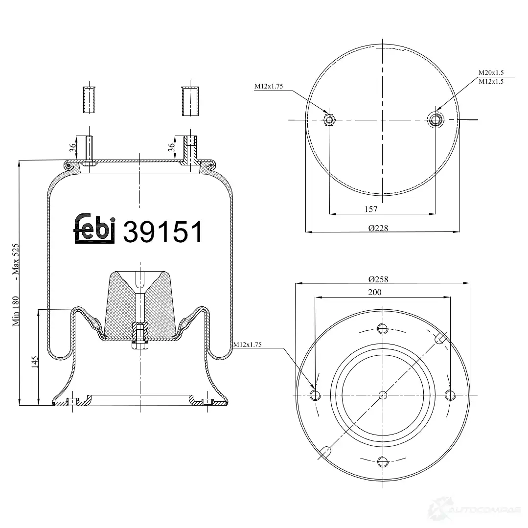 Пневмоподушка FEBI BILSTEIN 39151 2X9Y 5 1085426 4027816391517