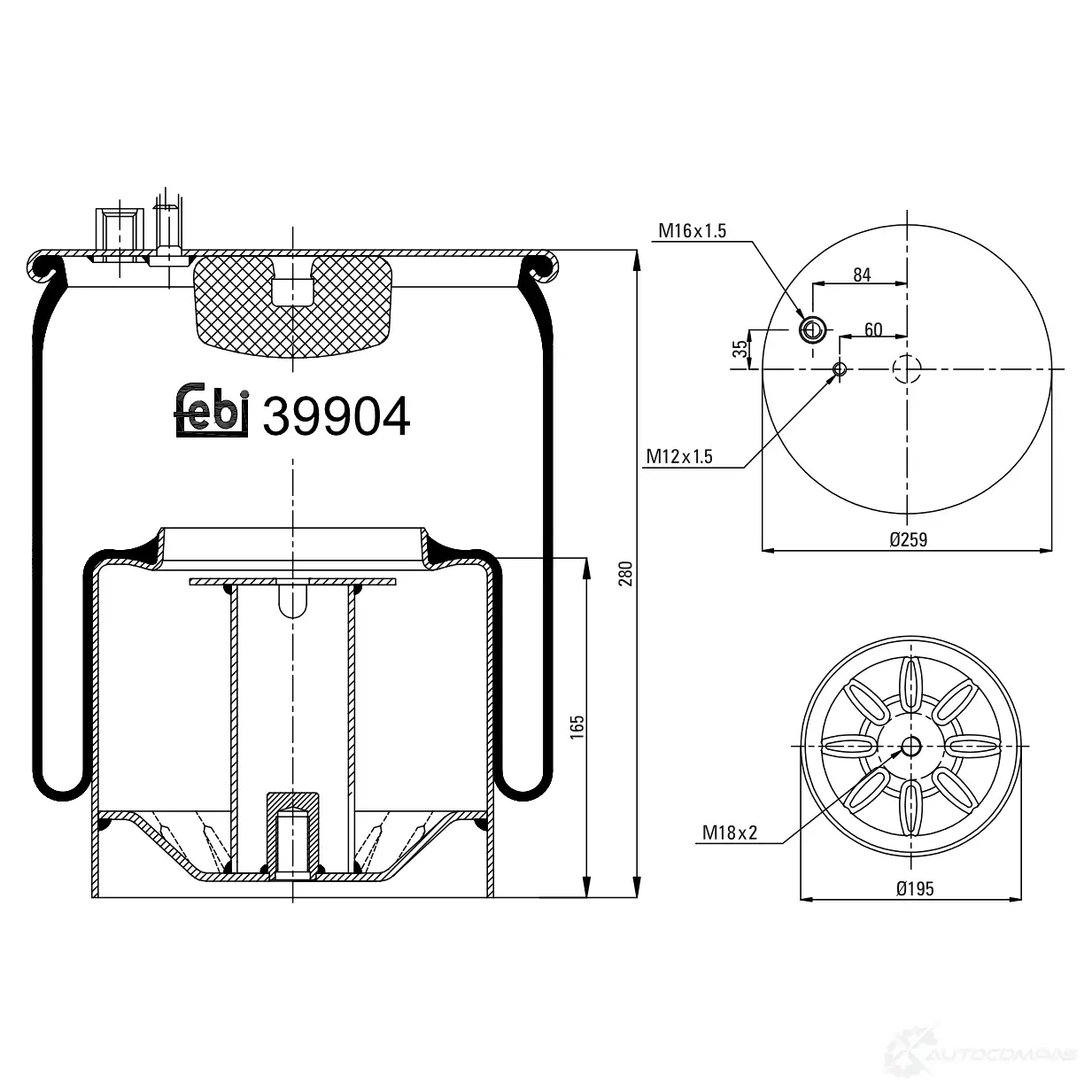 Пневмоподушка FEBI BILSTEIN 1086183 4027816399049 39904 IOKL C7 изображение 0