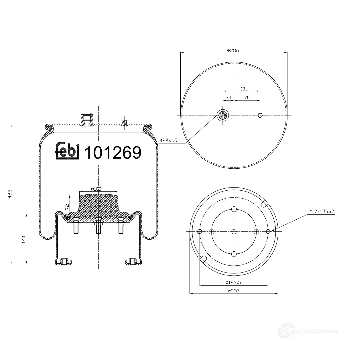 Пневмоподушка FEBI BILSTEIN 101269 4054224012697 CH AXVFM 1212890619