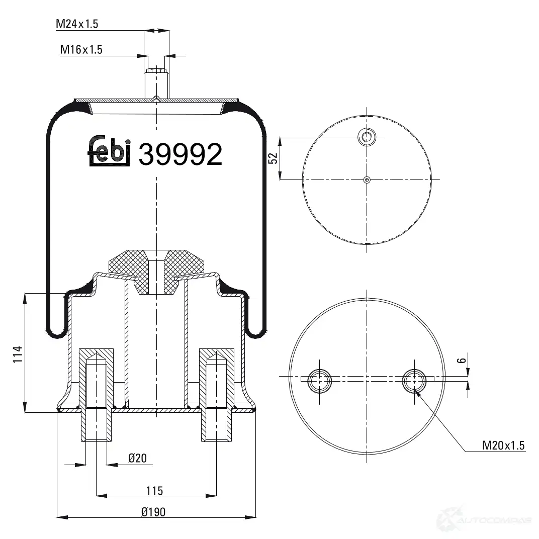 Пневмоподушка FEBI BILSTEIN 1086267 39992 WD085 KQ 4027816399926