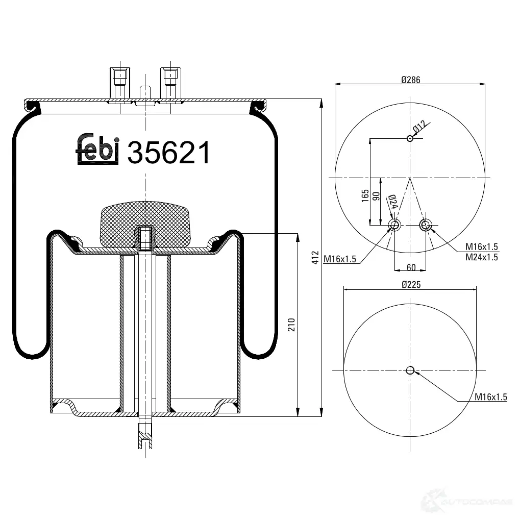 Пневмоподушка FEBI BILSTEIN 4027816356219 WWXB 1PS 35621 1081978 изображение 0