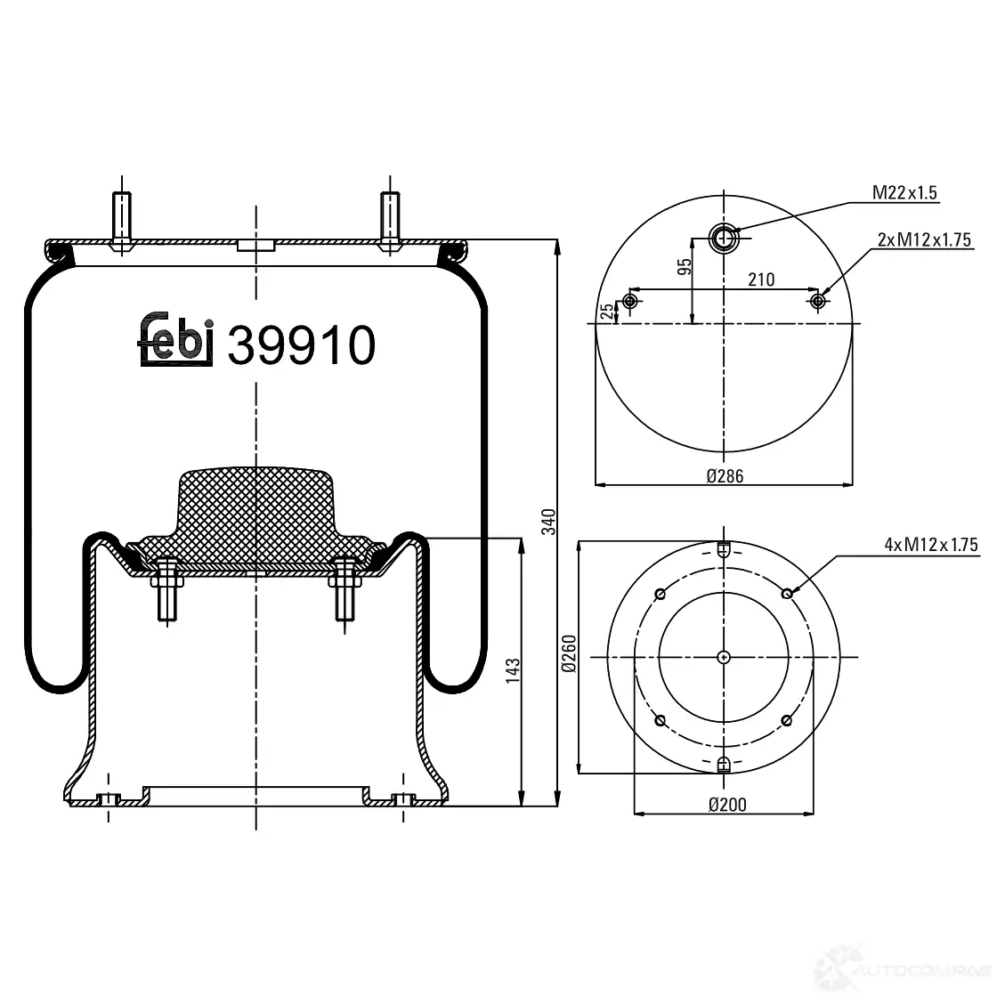 Пневмоподушка FEBI BILSTEIN 1086189 39910 4027816399100 GPA0 6Z