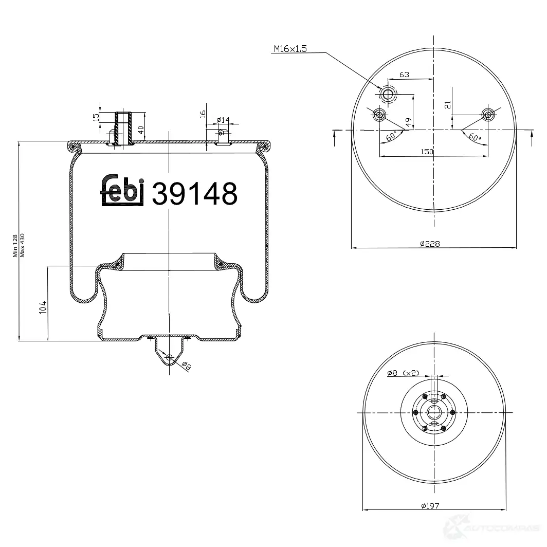 Пневмоподушка FEBI BILSTEIN 39148 1085423 4027816391487 YY 6EU8