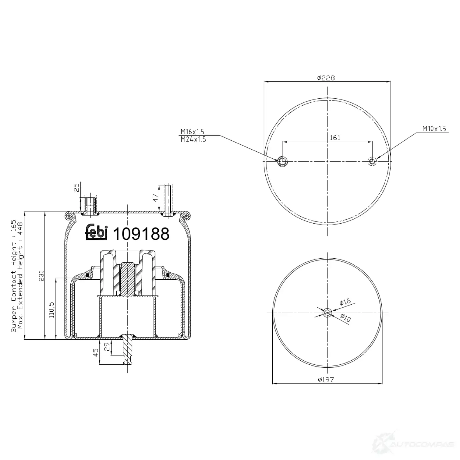 Пневмоподушка FEBI BILSTEIN 109188 1437404155 EY1 B8O изображение 0