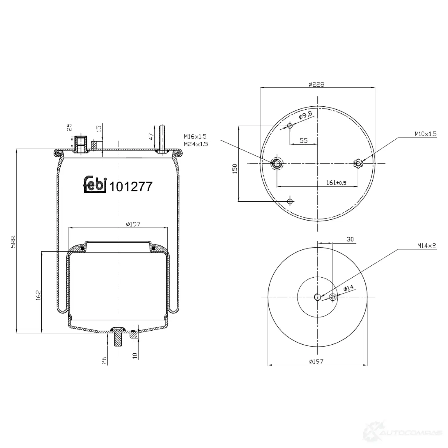 Пневмоподушка FEBI BILSTEIN 1212890695 4054224012772 101277 AK15 Q8V изображение 0