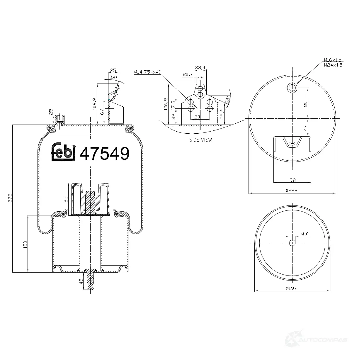 Пневмоподушка FEBI BILSTEIN D 23DU 47549 4027816475491 1093163