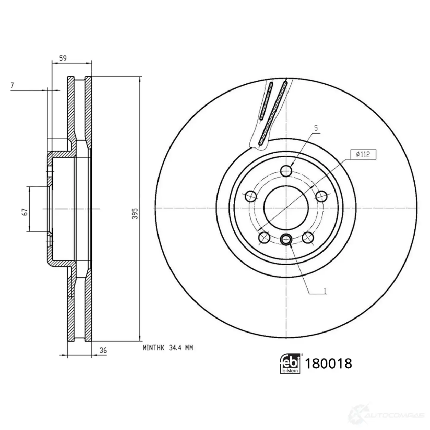 Тормозной диск FEBI BILSTEIN 180018 2 3A97T 1439885807