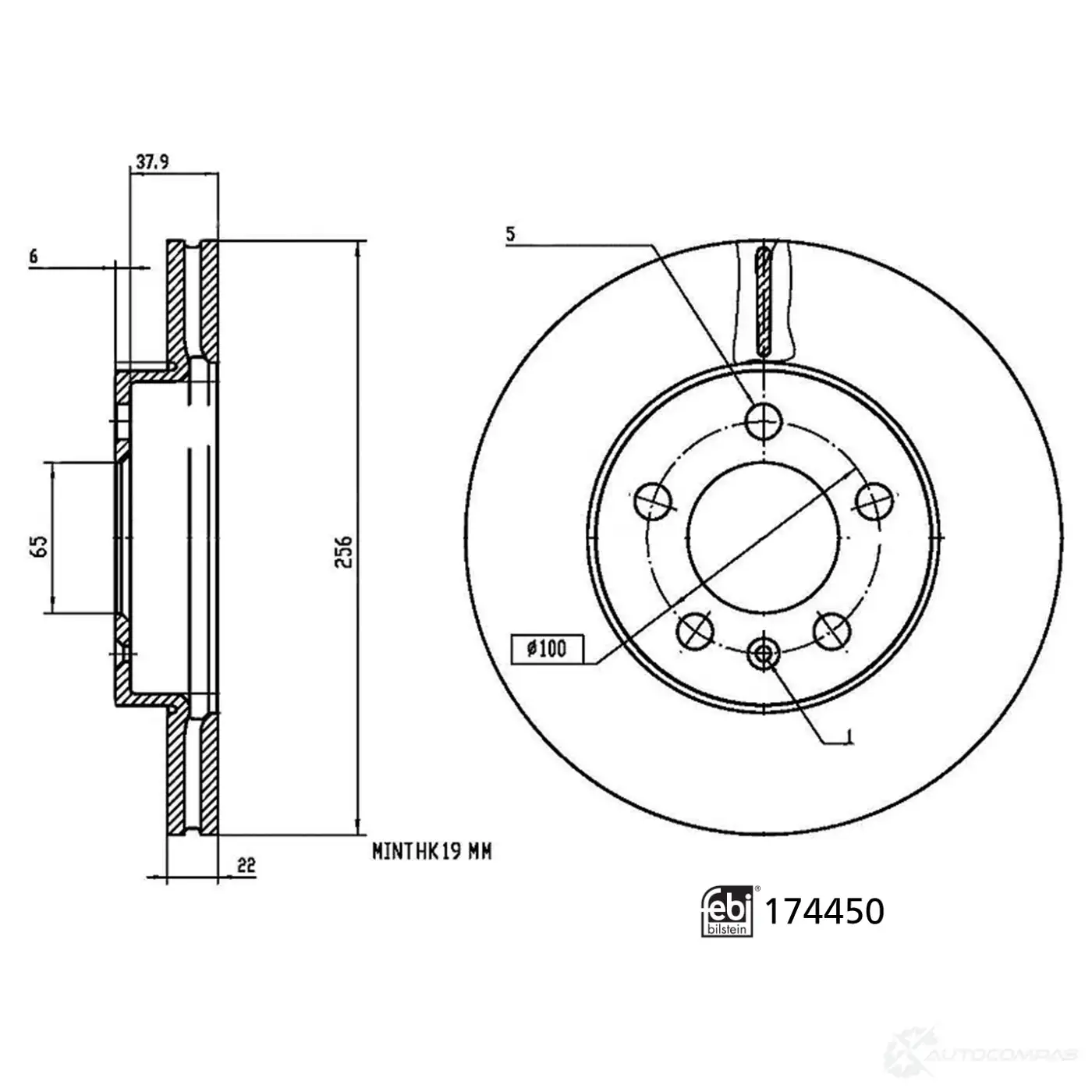 Тормозной диск FEBI BILSTEIN SPQJ3 N 1437384425 174450 изображение 2