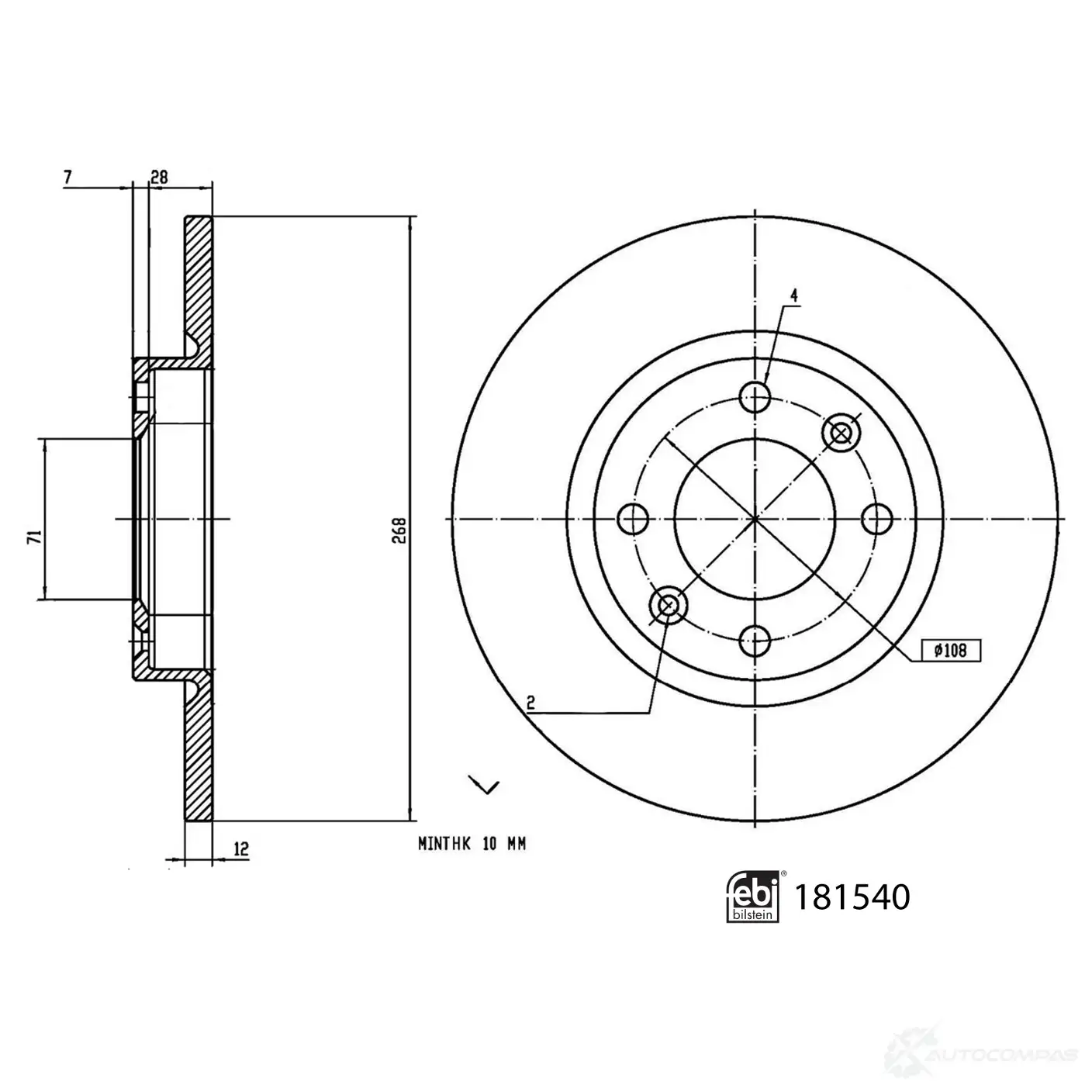 Тормозной диск FEBI BILSTEIN 1439885891 4U1 IGA4 181540