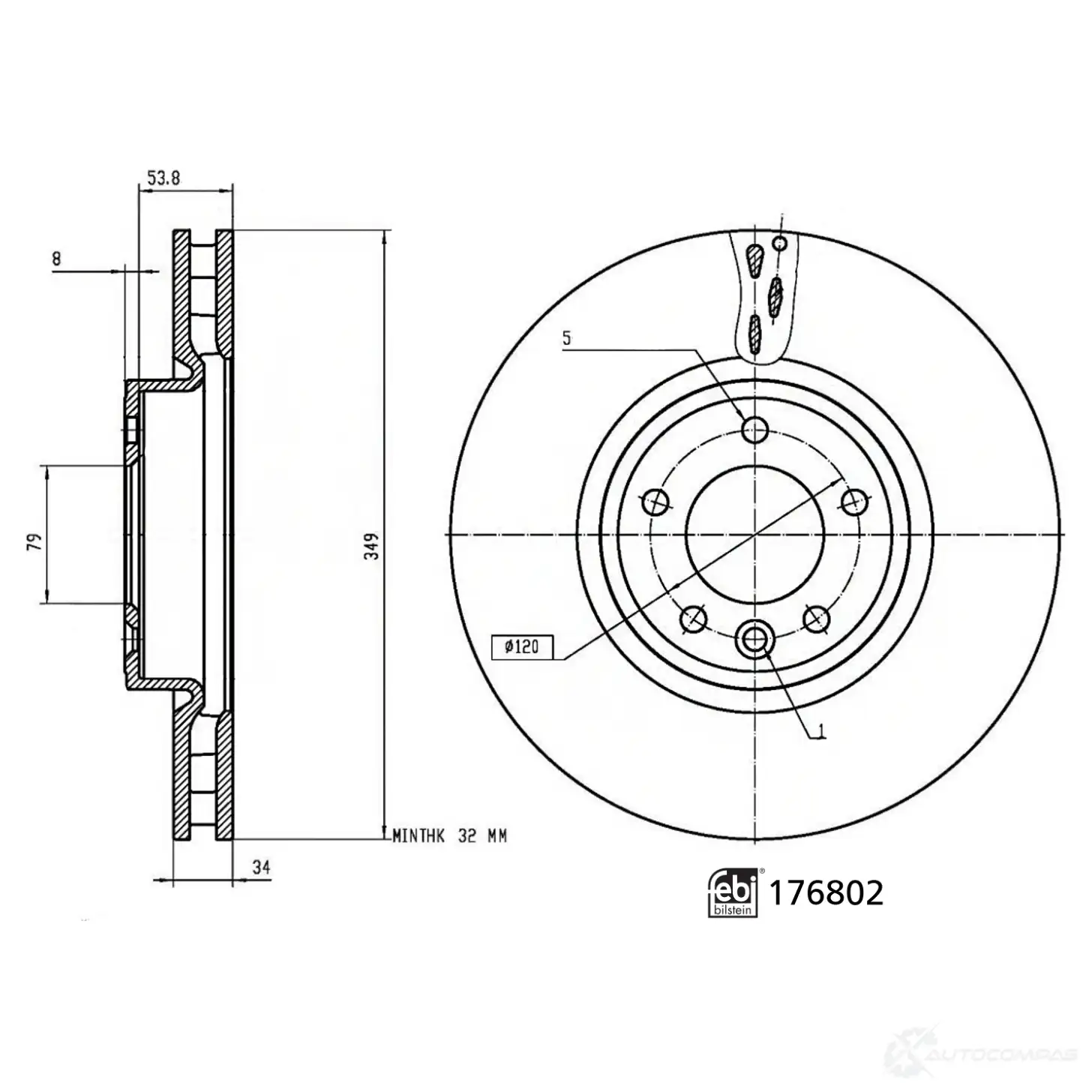 Тормозной диск FEBI BILSTEIN 176802 G5WYB X 1437962006 изображение 2