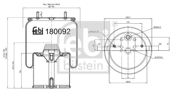 Пневмоподушка FEBI BILSTEIN XKN X0 1440299109 180092