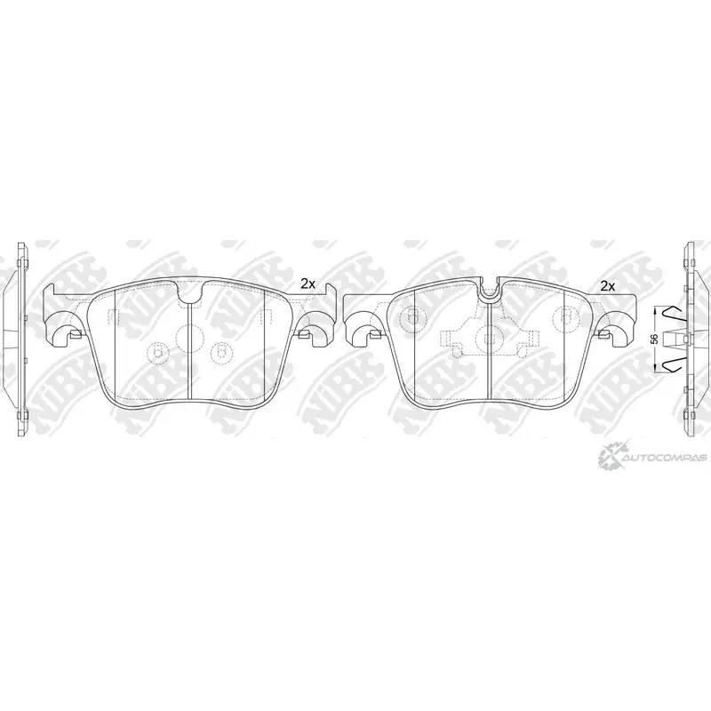 Тормозные колодки дисковые, комплект NIBK PN0045 2 63GG 3834567