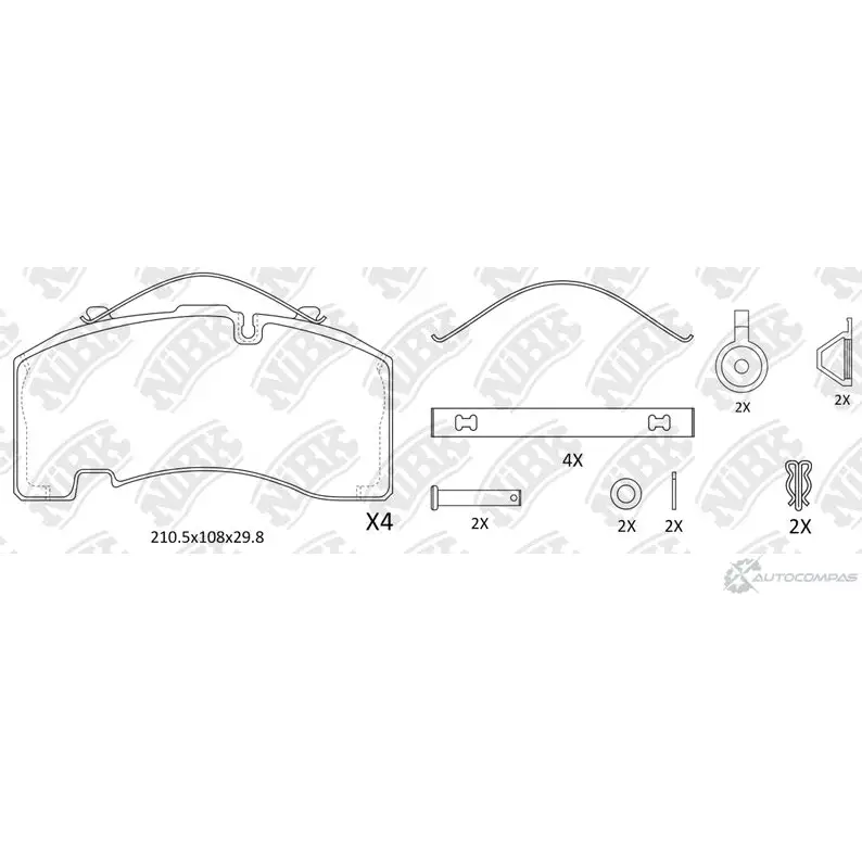 Тормозные колодки дисковые, комплект NIBK 1437122882 PN0917 KK31 F