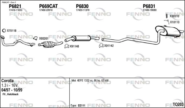 Выхлопная система FENNO TO203 76 EFD 2903136 изображение 0