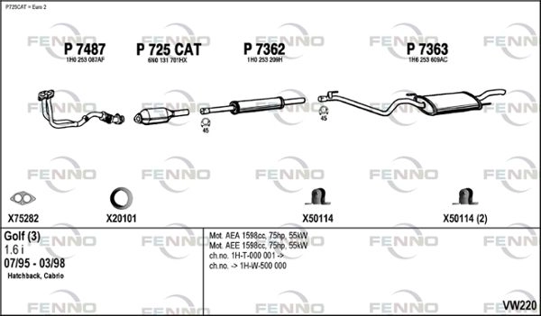 Выхлопная система FENNO 4 KA5N VW220 2903792 изображение 0