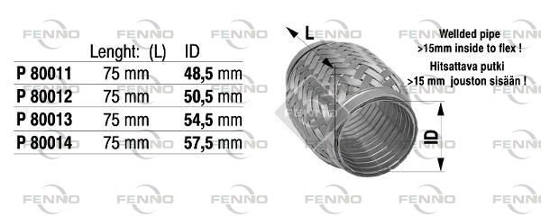 Гофра глушителя FENNO A8Y91 D P80013 1441020923