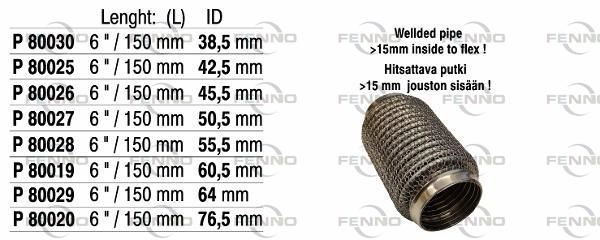 Гофра глушителя FENNO EC 7K8 P80027 1441020938