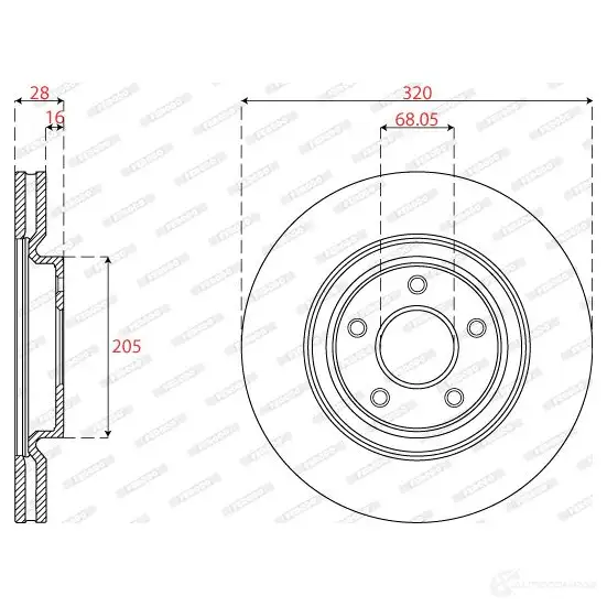 Тормозной диск FERODO WH DMWW 1438331151 DDF2785C-1 изображение 0