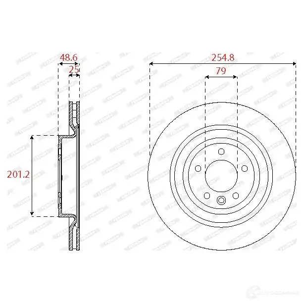 Тормозной диск FERODO PHM BCQ 1437134727 DDF2550C-1 изображение 0