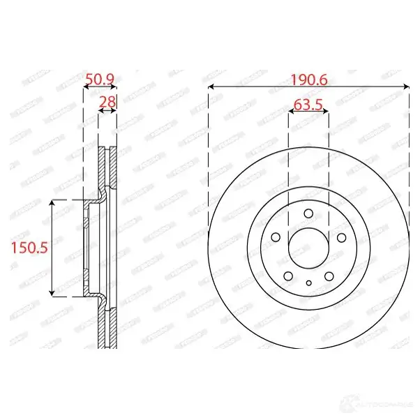 Тормозной диск FERODO DDF2789C 1437431960 W V5YM - Изображение 1