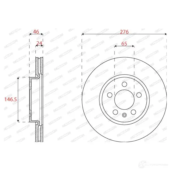 Тормозной диск FERODO DDF2664C 1437133075 IEO 5DU7 - Изображение 1
