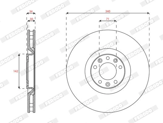 Тормозной диск FERODO DDF2211C-1 1440300629 WA TR5 - Изображение 1