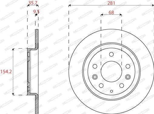 Тормозной диск FERODO DDF2823C 1440300664 BK 7H237 изображение 1