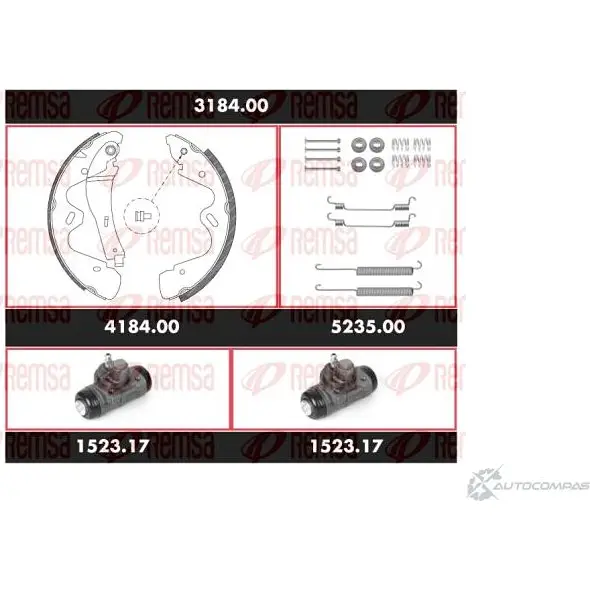 Тормозные колодки и цилиндры REMSA 3184.00 209C2 1465602 K CA318400 изображение 0