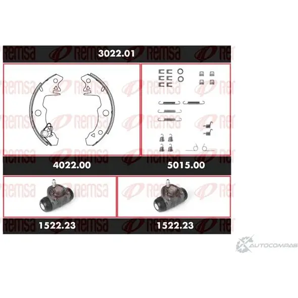 Тормозные колодки и цилиндры REMSA SC A302201 SPK 3022.01 HV7GA 1469288 изображение 0