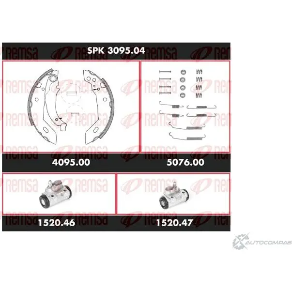 Тормозные колодки и цилиндры REMSA SCA3095 04 SPK 3095.04 1469355 HDGMYX изображение 0