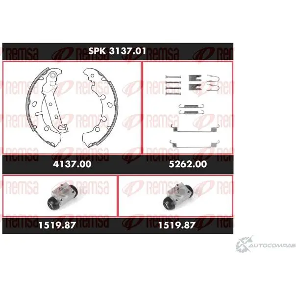 Тормозные колодки и цилиндры REMSA 1469377 SPK 3137.01 RLZXRP SCA313 701 изображение 0