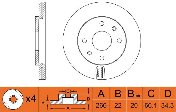 Тормозной диск FIT 1275768981 FR0264V XTPXE6 T - Изображение 1