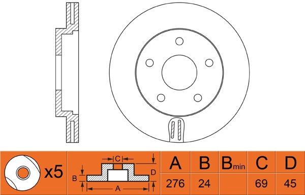 Тормозной диск FIT XYCK B1 1275769979 FR0363V - Изображение 1