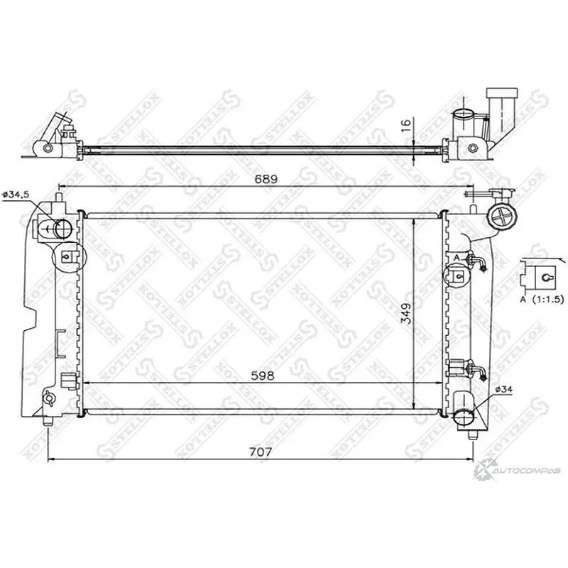 Радиатор охлаждения двигателя STELLOX 3598494 4057276073661 X0EQ MBO 10-25067-SX изображение 0